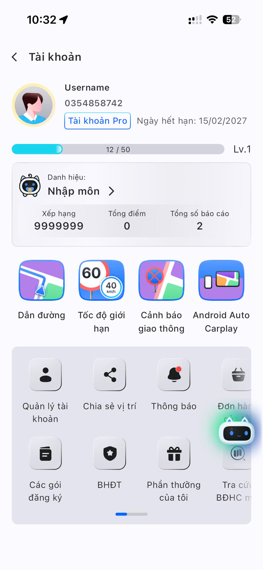 Tài khoản VIETMAP Live Pro đã kích hoạt